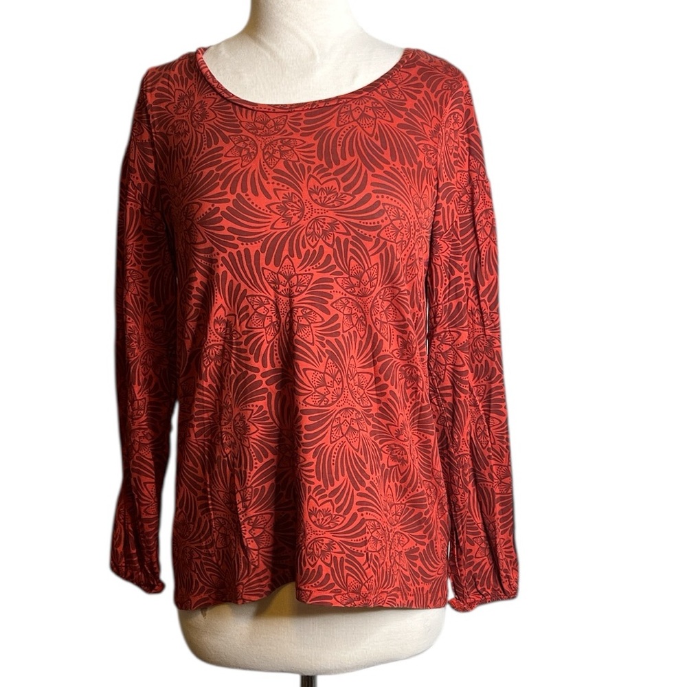 Gudrun Sjödén Burnt Orange & Brick Red Patterned Blouse